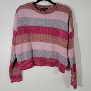 Romeo + Juliet Cropped Striped Long Sleeve Sweater